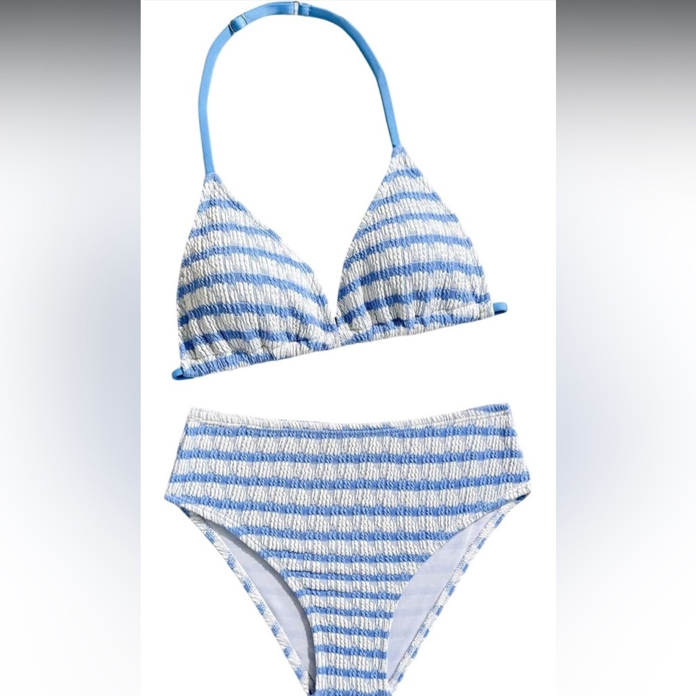 Girls 2 piece blue and white swimsuit Size 12Y/0236